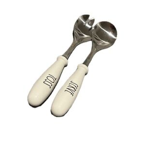 Rae Dunn White Ceramic Toss and Serve Set